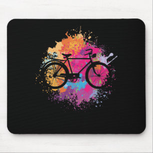 Vintage-Fahrrad mit Farbklecksen Mousepad