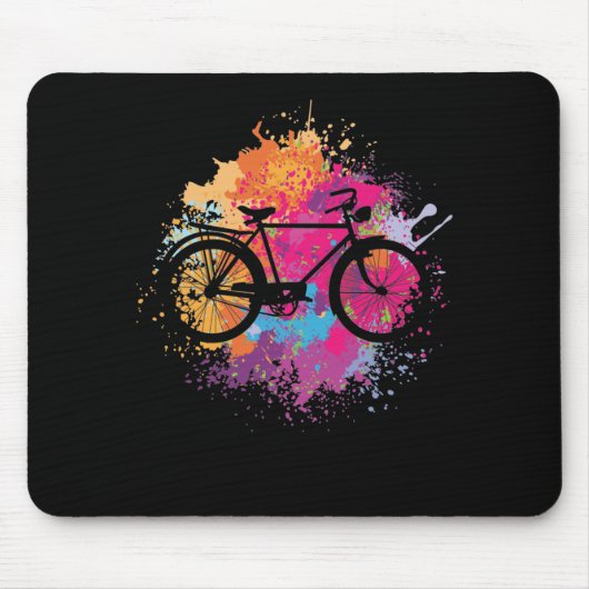 Vintage-Fahrrad mit Farbklecksen Mousepad (Vorne)