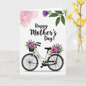 Vintage-Fahrrad-Muttertagskarte Karte (Gelbe Blume)