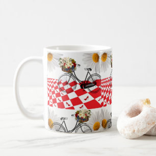 Vintage-Fahrrad Rot Kariert Tasse