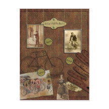 Vintage-Fahrrad-Schrappbuch-Postkarte