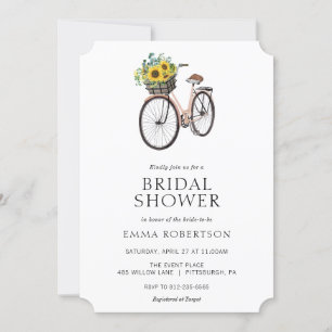 Vintage-Fahrrad-Sonnenblumenkorb Brause Shower Einladung