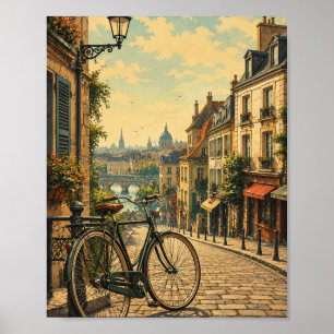 Vintage-Fahrrad Stadt-Reiseplakat für urbane Abent Poster