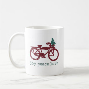 Vintage-Fahrrad- und Weihnachtsbaum-Design Kaffeetasse
