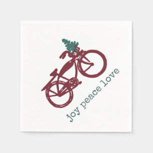 Vintage-Fahrrad- und Weihnachtsbaum-Design Serviette