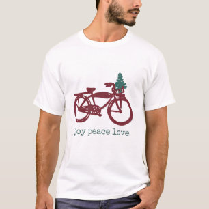 Vintage-Fahrrad- und Weihnachtsbaum-Design T-Shirt