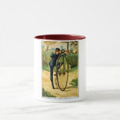Vintage Fahrrad-Weihnachtskarte Tasse (Zentrum)