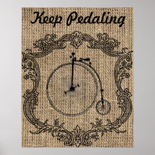 Vintage-Fahrrad 'Weiter treten' Poster