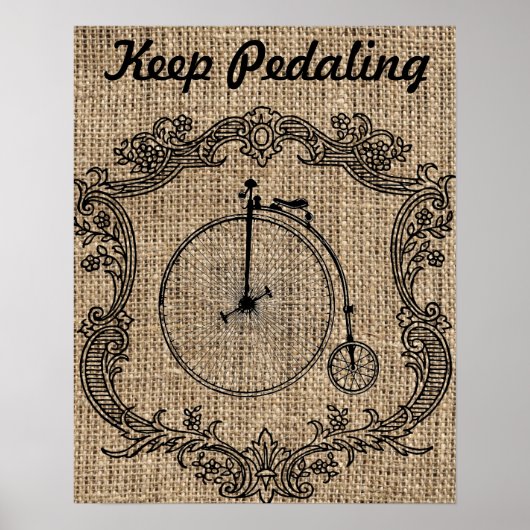 Vintage-Fahrrad 'Weiter treten' Poster (Vorne)