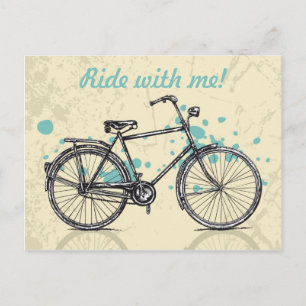 Vintage-Fahrrad-Zeichnungspostkarte Postkarte