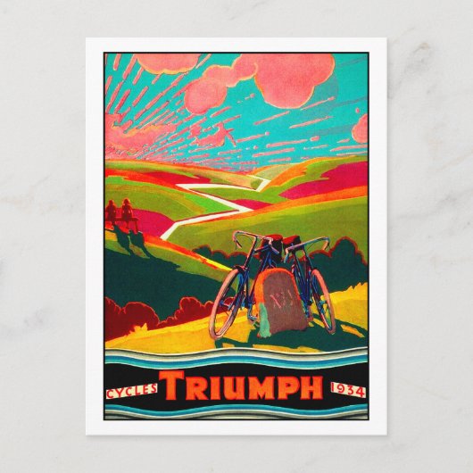 Vintage Fahrradanzeige - Fahrrad auf der Hillside Postkarte (Vorderseite)