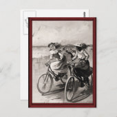 Vintage Fahrräder am Strand Postkarte (Vorne/Hinten)