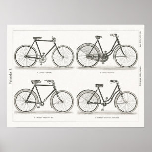 Vintage Fahrräder Art Meyers Konversations Lexikon Poster