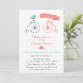 Vintage Fahrräder Couple Bridal Dusche Einladung (Stehend Vorderseite)