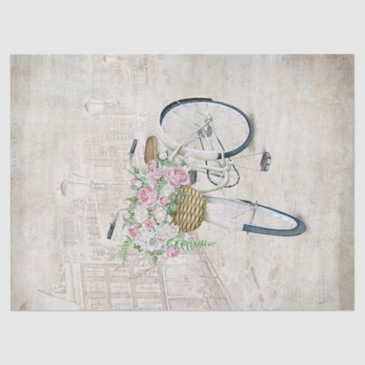 Vintage Fahrräder mit Rose-Korb Seidenpapier (Vorderseite)