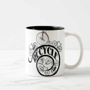 Vintage Fahrräder Recycle Bekleidung und Geschenke Zweifarbige Tasse
