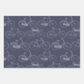 Vintage FahrradIllustration Blau Orange Grün Geschenkpapier Set (Vorderseite)