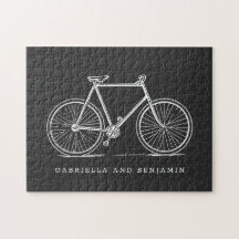 Vintage FahrradIllustration in Schwarz Personalisi