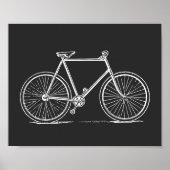 Vintage FahrradIllustration in Schwarzweiß Poster (Vorne)