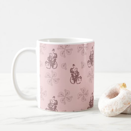 Vintage Fahrradillustration Kaffeemaschine Tasse (Mit Donut)