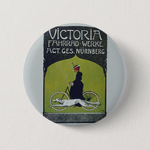 Vintage Fahrradlerin & Dog Button