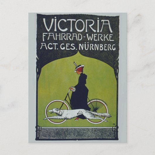 Vintage Fahrradlerin & Dog Feiertagspostkarte (Vorderseite)