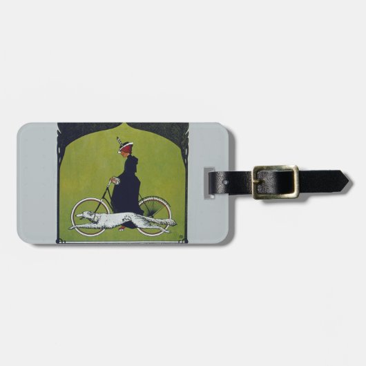 Vintage Fahrradlerin & Dog Gepäckanhänger (Vorderseite horizontal)