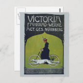Vintage Fahrradlerin & Dog Postkarte (Vorne/Hinten)