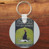 Vintage Fahrradlerin & Dog Schlüsselanhänger (Vorderseite)