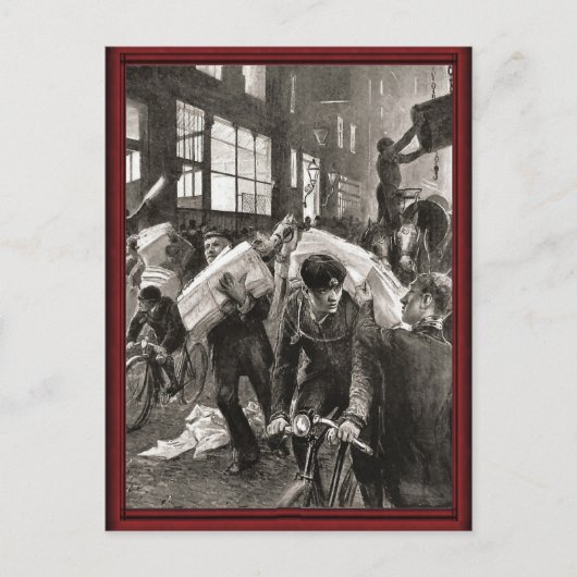 Vintage Fahrradlieferungen Postkarte (Vorderseite)