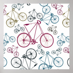Vintage-Fahrradmuster-Geschenke für Radfahrer Poster