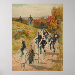 Vintage-Fahrradposter mit Hochrad-Werbung Poster
