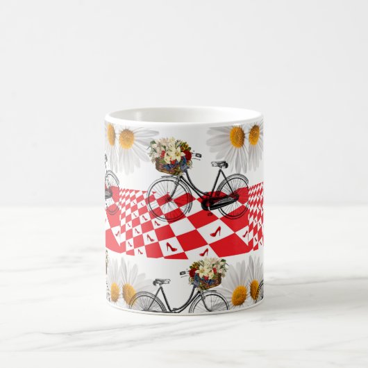 Vintage FahrradRed Checkered Tasse (Mittel)