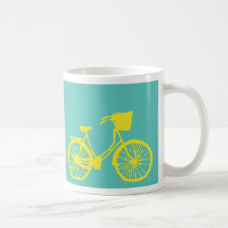 Vintage-Fahrradtasse Gelb/Türkis Kaffeetasse
