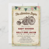 Vintage Fahrradtouren Kinderdusche Einladung (Vorderseite)