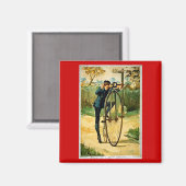 Vintage Fahrradweihnachtskarte Magnet (Vorderseite/Rückseite)