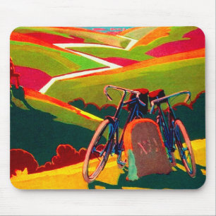 Vintage Fahrradwerbung - Fahrrad am Hang Mousepad