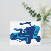 Vintage Fahrt mit Rasenmäher-Retro Postkarte (Stehend Vorderseite)