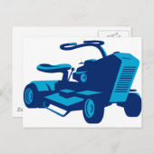 Vintage Fahrt mit Rasenmäher-Retro Postkarte (Vorne/Hinten)