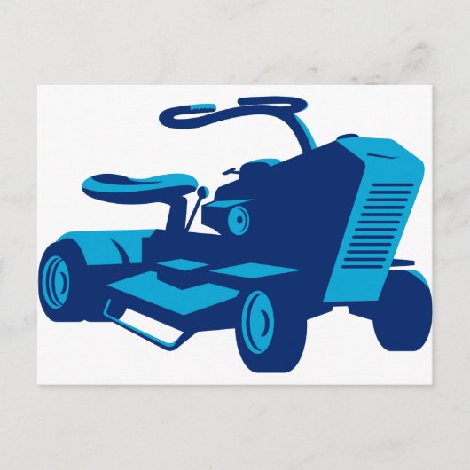 Vintage Fahrt mit Rasenmäher-Retro Postkarte (Vorderseite)