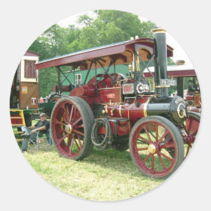 Vintage Fahrzeug und Anhänger Runder Aufkleber