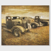 Vintage Fahrzeuge Geschenkpapier (Flach)