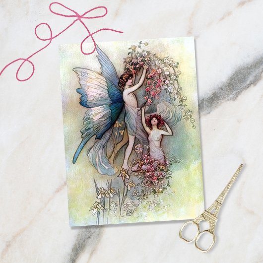 Vintage Fairies im Garten Seidenpapier