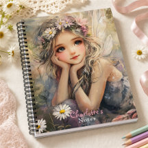 Vintage Fairy Art mit Blume Crown and Daisis