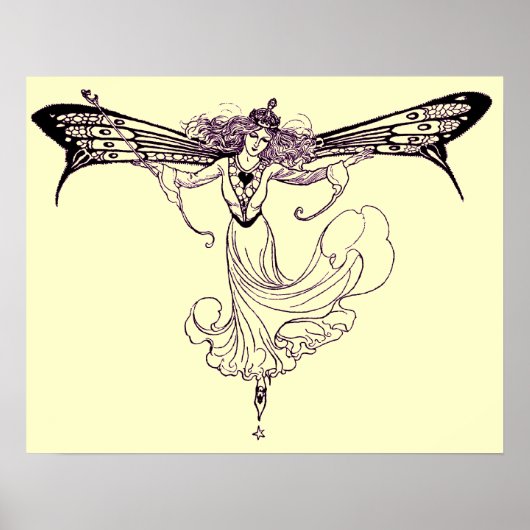 Vintage Fairy Decal Print Poster (Vorne)