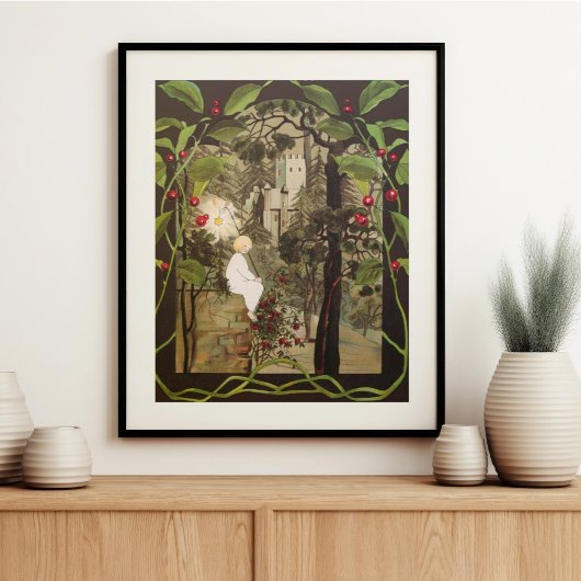 Vintage Fairy im Fairy Forest mit Schloss Poster