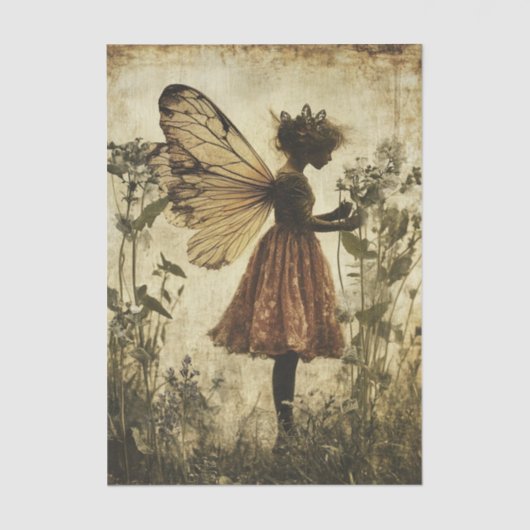 Vintage Fairy-Silhouette mit Wings Decoupag Seidenpapier (Vorderseite)