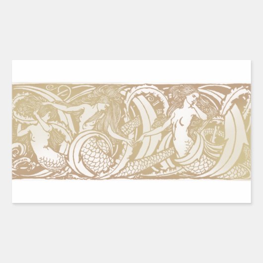 Vintage Fairy Tale Mermaid Art Rechteckiger Aufkleber (Vorderseite)