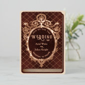 Vintage Fairytale Red Library Book Wedding Gold Folieneinladung (Stehend vorne)