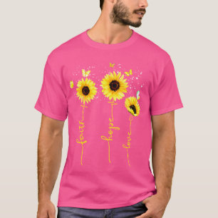 Vintage Faith Cross Hope Liebe Sonnenblume Schmett T-Shirt